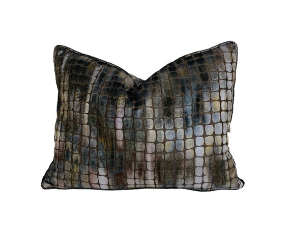 Zinc - Tobia - Multi - Stunning Abstract Jacquard Velvet Designer Cushion Cover - Handmade Throw Pillow - Luxury Home Decor
