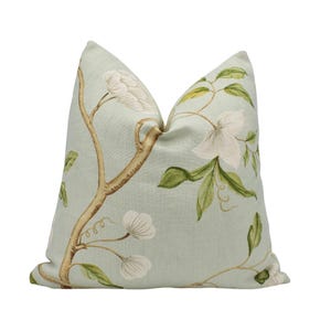 Colefax and Fowler - Snow Tree - Aqua - Classic Traditional Floral Designer Cushion Cover - Colefax Floral Pillow Cover - Custom Pillow