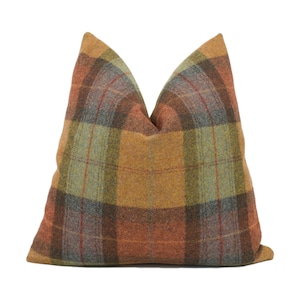 Abraham Moon - Skye - Burnt Orange -  100% Wool Cushion Cover - Designer Plaid Pillow Cover - Handmade Custom Abraham Moon Pillow