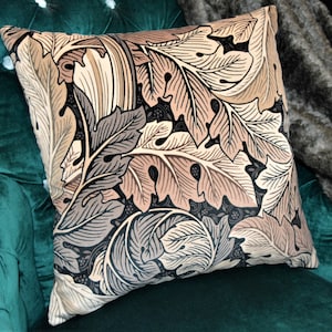 William Morris - Acanthus Velvet - Charcoal Grey - Cushion Cover Throw Pillow Designer Home Decor