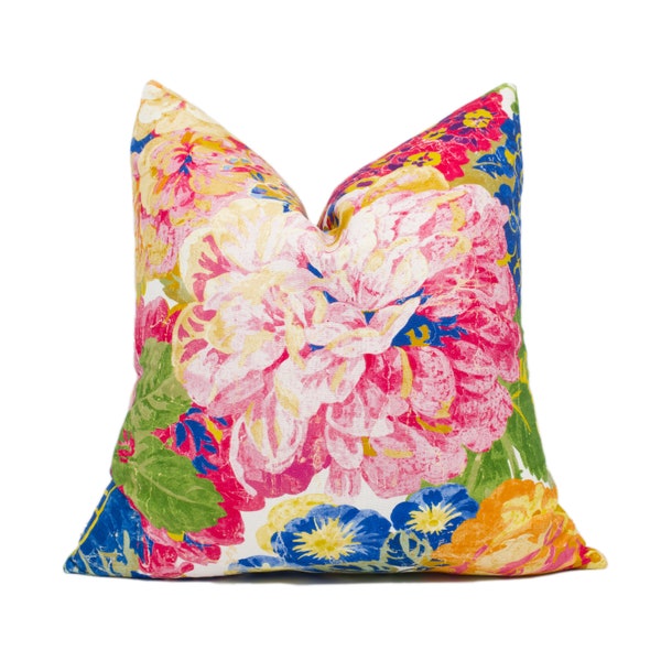 Sanderson - Very Rose and Peony - Multi - Bright Colourful Graphic Floral Cushion Cover - Handmade Throw Pillow - Designer Home Décor
