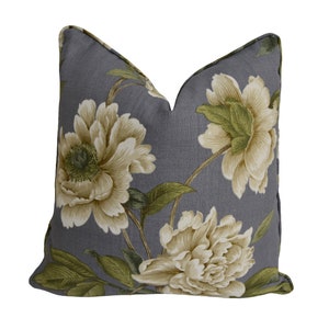 Colefax and Fowler - Giselle - Navy - Spectacular Floral Botanical Designer Cushion Cover - Handmade Throw Pillow Luxury Home Decor