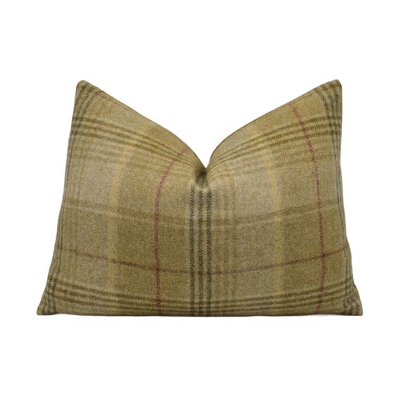 Abraham Moon - Huntingtower - Sand - 100% Wool Cushion Cover - Designer Plaid Pillow Cover - Handmade Custom Abraham Moon Pillow