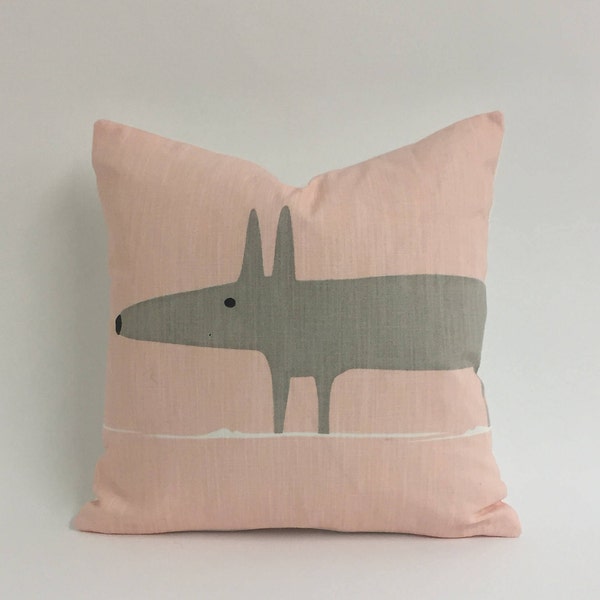 MR FOX - Scion - Blush  - Delicate & Stylish Pink Mr Fox Cushion Cover - Handmade Throw Pillow - Designer Home Decor
