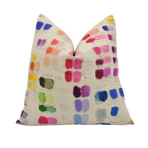 John Derian x Designers Guild - Mixed Tones - Canvas - Charming Artist Palette Designer Cushion Cover Colourful Spectrum Linen Pillow Cover