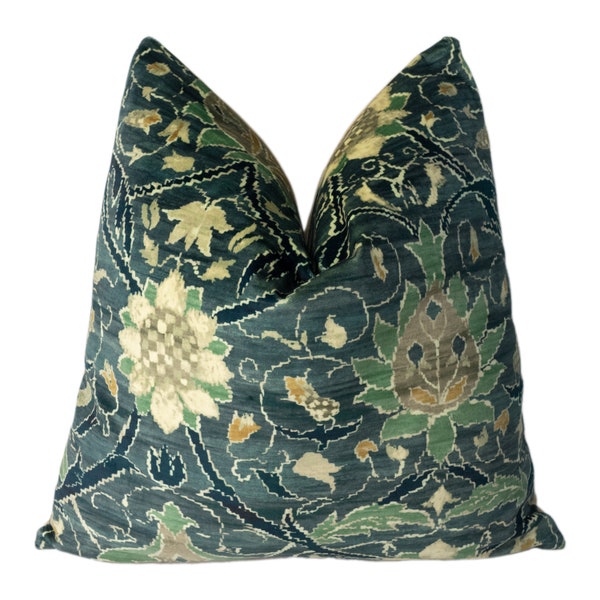 William Morris - Montreal Velvet - Indigo / Slate - Stunning Classic English Designer Cushion Cover Throw Pillow Home Decor