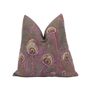 Liberty Art - Hera - Anemone - Pfauenfeder Handgefertigter Kissenbezug Dekokissen Home Décor