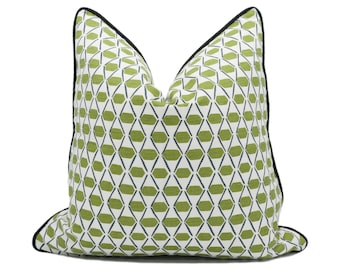 Thibaut - Denver - Verde y Azul - Funda de cojín geométrica con ribete de contraste original - Cojín decorativo hecho a mano - Decoración de diseño para el hogar