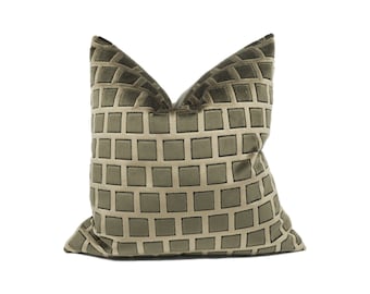Panaz - Monroe - Mocha - Modern Brown Geometric Velvet Designer Cushion Cover - Handmade Throw Pillow - Luxury Home Decor