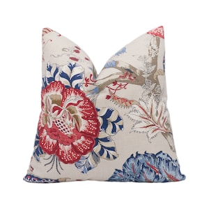 Anna French x Thibaut - Kalamkari - Blue and Red - Stunning Designer Cushion Cover Home Décor Throw Pillow
