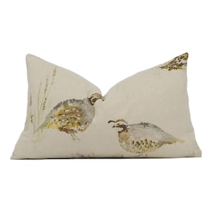 Voyage - Game Birds - Linen - Rustic Countryside Cushion Cover Handmade Throw Pillow Designer Home Décor