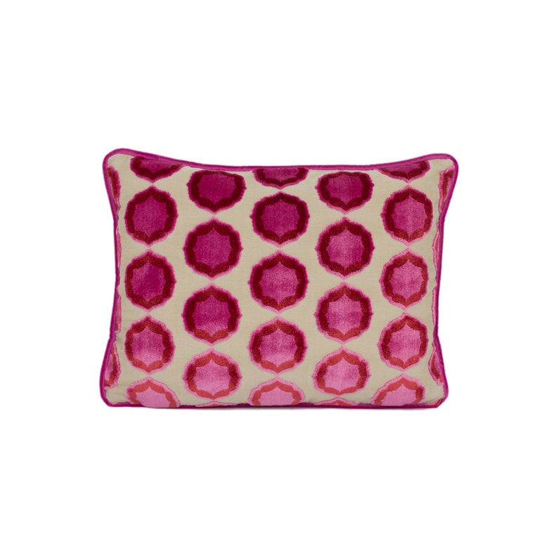 Manuel Canovas - Tiana - Rose / Orange - Glamorous Designer Cut Velvet Cushion Cover - Handmade Throw Pillow - Designer Home Décor image 2