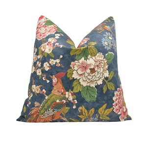 Colefax and Fowler - Jardine - Navy - Vivid Flamboyant Floral Designer Cushion Cover - Luxury Colefax Cushion - Handmade Custom Pillow
