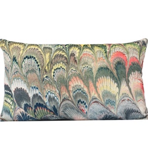 Beata Heuman - Marbleized Velvet - Sumptuous Marble Tie Dye Pattern Cushion Cover - Handmade Throw Pillow - Designer Home Décor