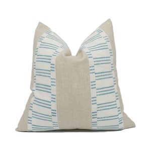 Anna French x Thibaut - Japonic Stripe - Robin&#39;s Egg - Chic Elegant Striped Cushion Cover - Handmade Throw Pillow - Designer Home Décor