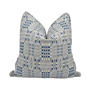 Schumacher - Brimfield - Indigo - Soft Intricate Flea Market Woven Designer Cushion Cover - Luxury Throw Pillow - Handmade Home Decor