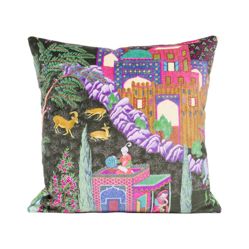 Manuel Canovas - Leyla Velours - Brun - Vibrant Cluttercore Maximalist Velvet Designer Cushion Cover - Bohemian Throw Pillow - Handmade Home image 5