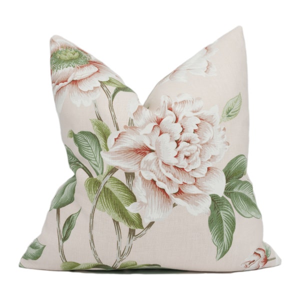 Colefax and Fowler - Giselle - Shell Pink - Spectacular Floral Botanical Designer Cushion Cover - Handmade Throw Pillow - Luxury Home Décor