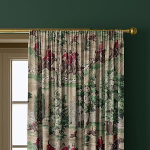 Sanderson - tally ho -evergreen / crimson - curtains made to measure drapes designer home decor