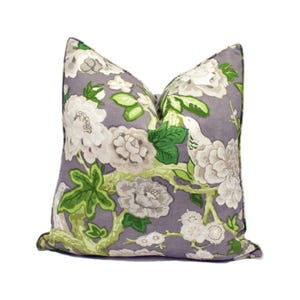 Schumacher / Mary McDonald - Bermuda Blossoms - Slate - Bold Traditional Floral Cushion Cover - Handmade Throw Pillow Designer Home Decor