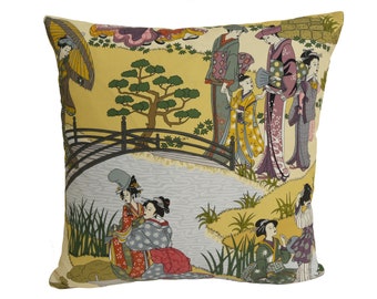 Manuel Canovas - Geishas - Epice - Intricate Japanese Garden Designer Cushion Cover - Handmade Throw Pillow - Designer Home Decor
