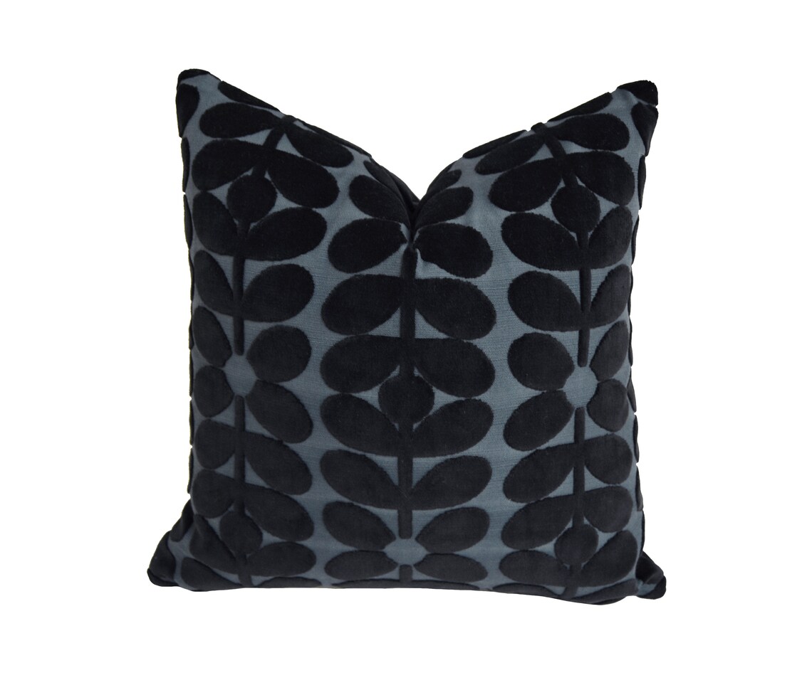 Orla Kiely Velvet Sixties Stem Dark Marine Cushion Cover Etsy