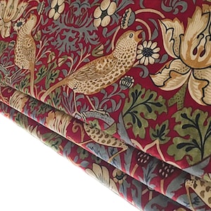 William Morris - Strawberry thief - Crimson/Slate - Made To Measure Professionally Made Roman Blind