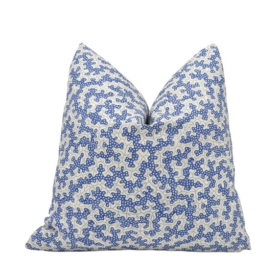 Sanderson - Truffle - Indigo - Interesting Small Scale Dotted Mushroom Designer Cushion Cover - Handmade Throw Pillow - Luxury Home Decor