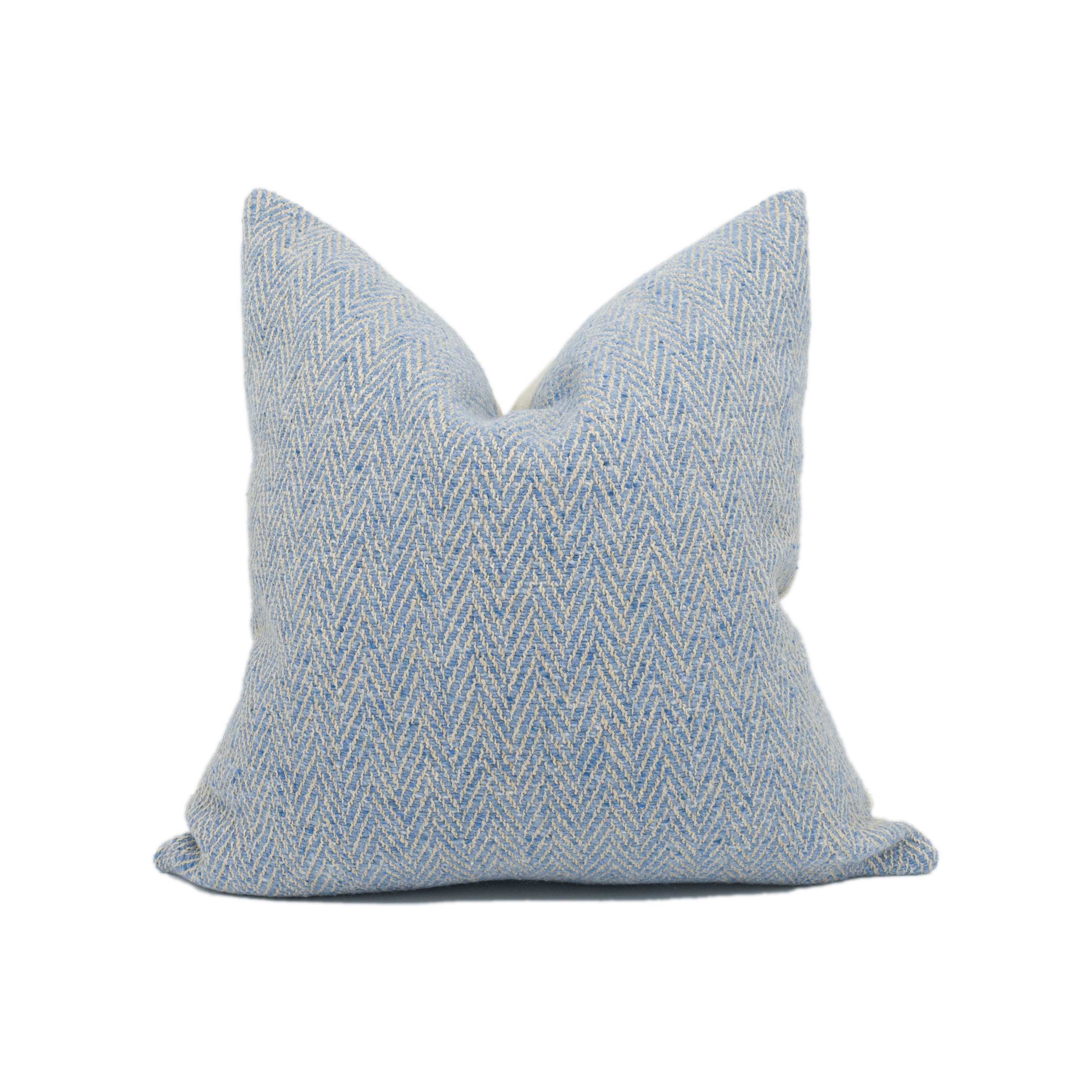 Zoffany Banyan Soft Blue Rustic Chunky Knit Herringbone Weave Cushion Cover Handmade Throw Pillow Designer Home Decor