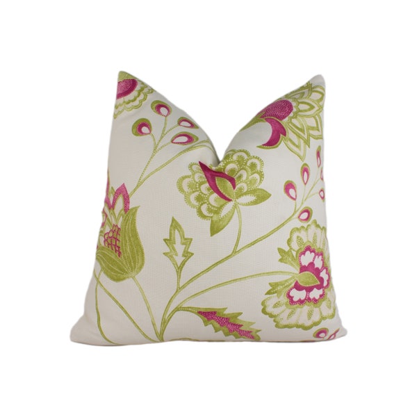 Harlequin - Amira - Magenta / Lime / Neutral - Cute Floral Cushion Cover Throw Pillow Designer Home Decor