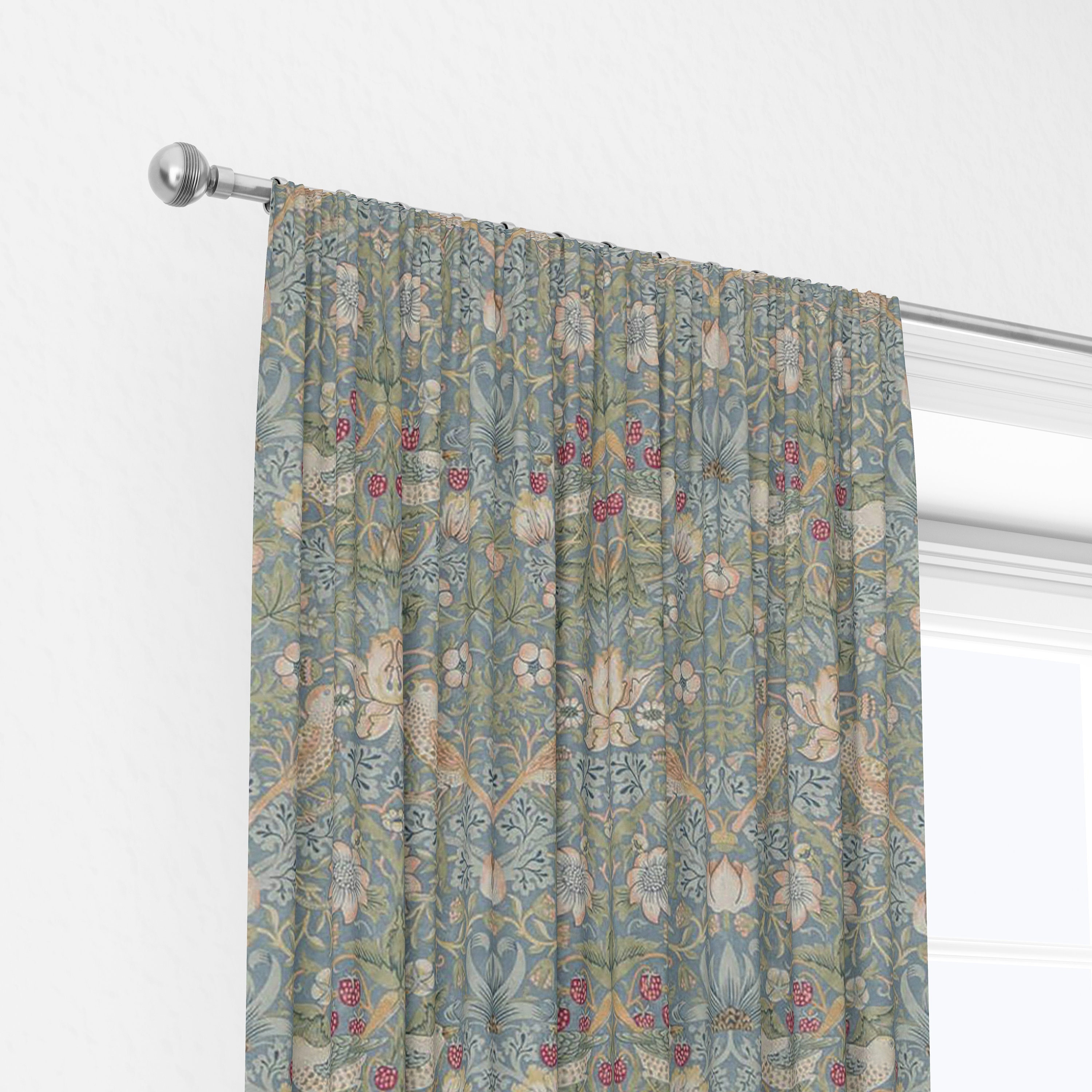 William Morris Strawberry Thief Slate Vellum Curtains Made to William Morris Strawberry Thief Slate Vellum Curtains Made to