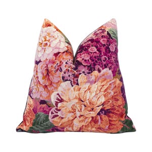 Sanderson - Very Rose and Peony - Wild Plum - Dramatic Floral Bloom Designer Velvet Cushion Cover - Luxury Throw Pillow - Handmade Home
