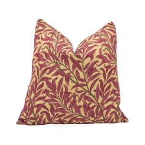 William Morris - Willow Bough Weave - Crimson / Manilla - Classic Traditional Morris Cushion Cover - Red Leaf Woven Jacquard Throw Pillow