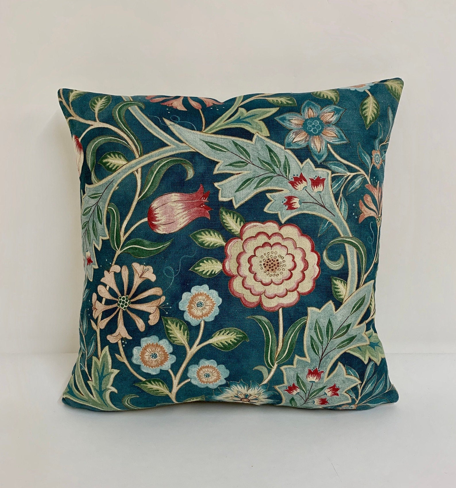 William Morris Wilhelmina Teal Cushion Cover Many Etsy