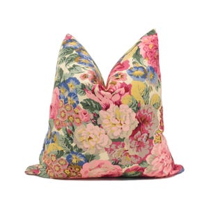 Sanderson - Rose & Peony - Rood (linnen) - Geliefde klassieke bloemendesigner kussenhoes - Luxe sierkussen - Handgemaakt