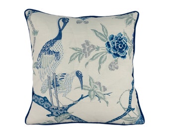 Schumacher - Arbre Chinois - Porcelain - Classic English Antique Chinoiserie Cushion Cover - Handmade Throw Pillow Designer Home Decor