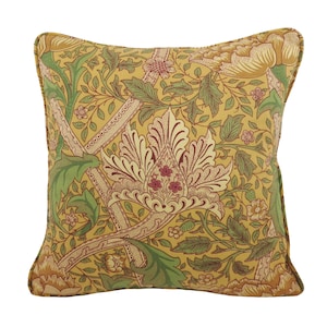 William Morris - Windrush - Gold / Thyme - Classic Morris & Co Floral Design Cushion Cover - Handmade Throw Pillow Designer Home Decor