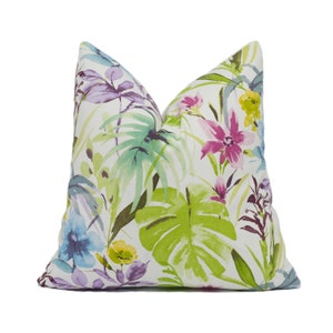 Fryetts - Funchal - Summer - Bright Colourful Painterly Tropical Floral Cushion Cover - Handmade Throw Pillow - Designer Home Décor