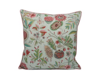 Schumacher - Roca Redonda - Mineral & Pink - Bubblegum Floral Chic Designer Cushion Cover - Handmade Throw Pillow - Luxury Home Decor