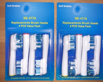 8 Pack Double Dual Brush Heads SB-417A for Oral B Electric Toothbrushes Sealed!