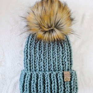 The Dawson Beanie | Faux Fur Pom Pom | Adult Size | Knit Beanie