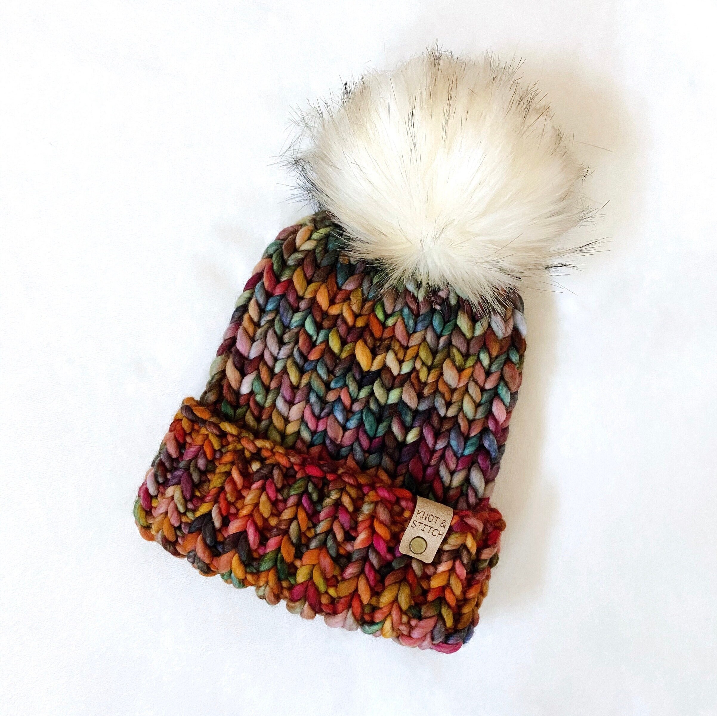 Luxury Knit Beanie The Dawson Beanie Faux Fur Pom Pom OOAK