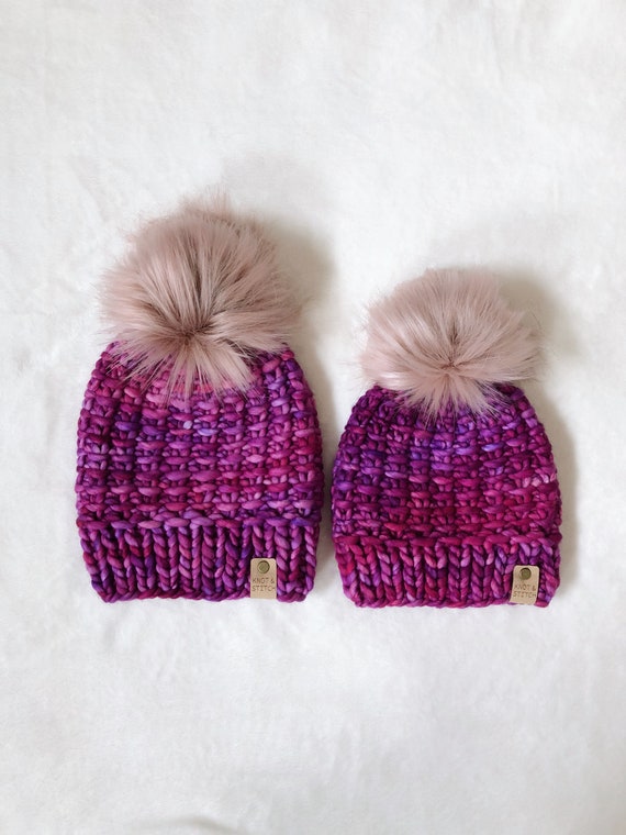 Luxury Knit Mommy + Me Set With Faux Fur Pom | OOAK | the  display picture 2