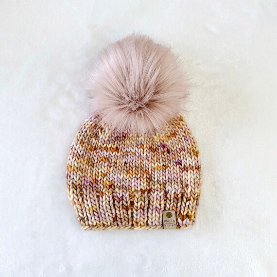 Luxury Knit Beanie | the Birchwood Beanie | Faux Fur Pom Pom 