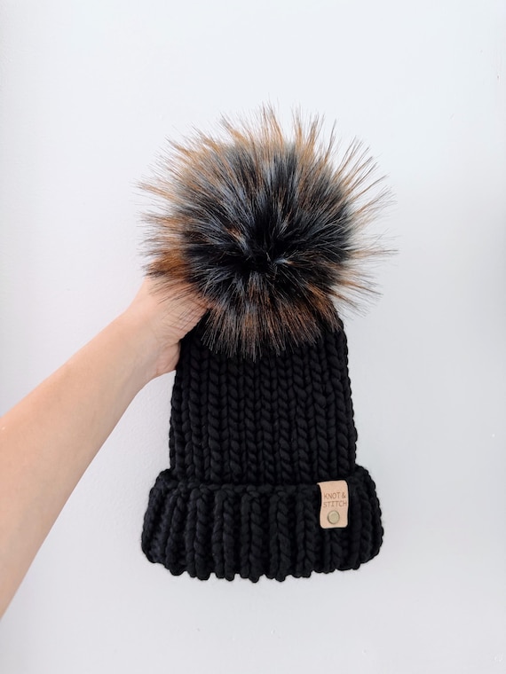 Luxury Knit Beanie | the Dawson Beanie | Faux Fur Pom Pom  display picture 1