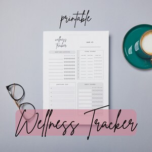 Weekly Wellness Tracker Weekly Monday Start Undated Printable Minimalist Pink