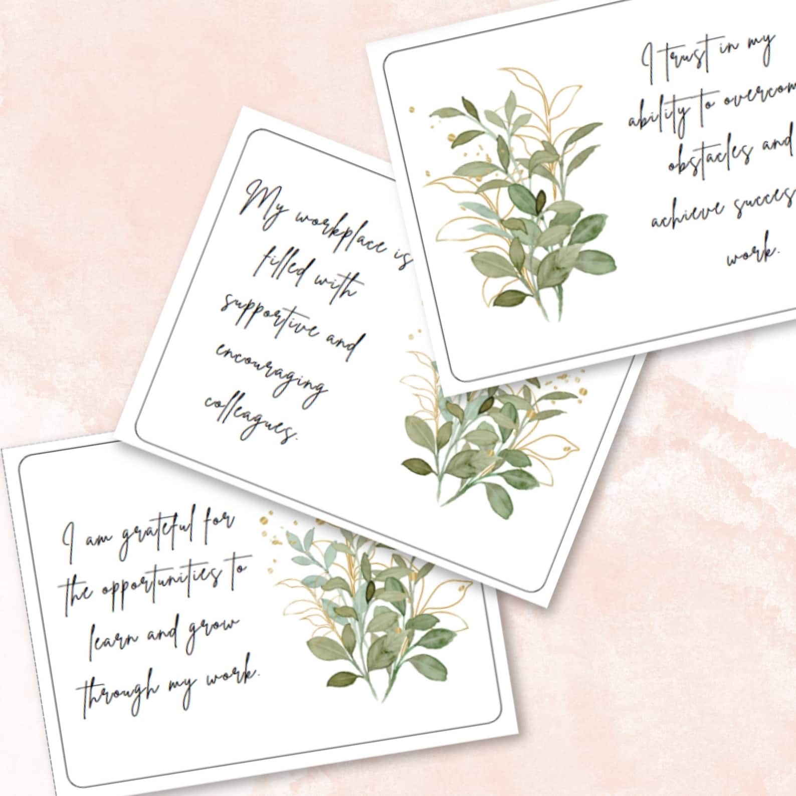 100 Affirmation Flashcards for the Workplace | Printable PDF | Canva ...
