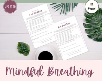 Mindful Breathing Exercises | Worksheets + Tracker | Printable PDF + Canva Template