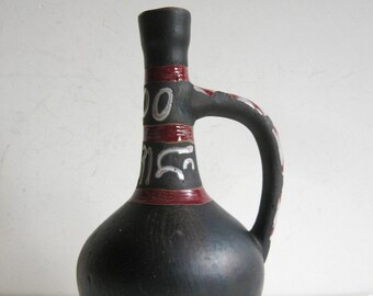 vintage hand made ceramic pitcher, carafe