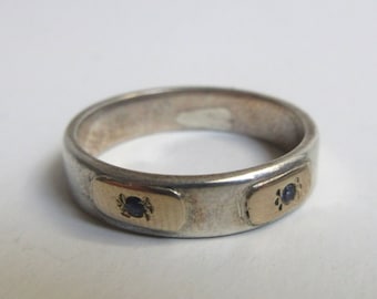 antique 14K yellow gold and silver ring